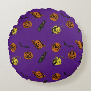 Cojín Redondo Halloween/calabaza/almohada de tiro de murciélago