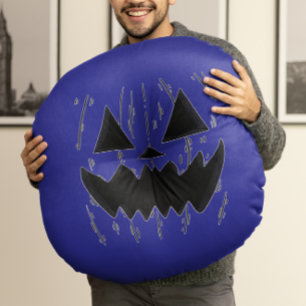 Cojín Redondo Halloween de estilo autista inspirado en Jack-o’-L