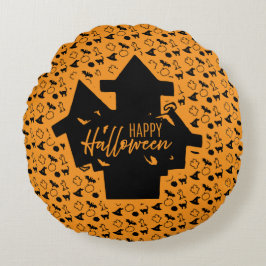 Cojín Redondo Halloween de la casa embrujada
