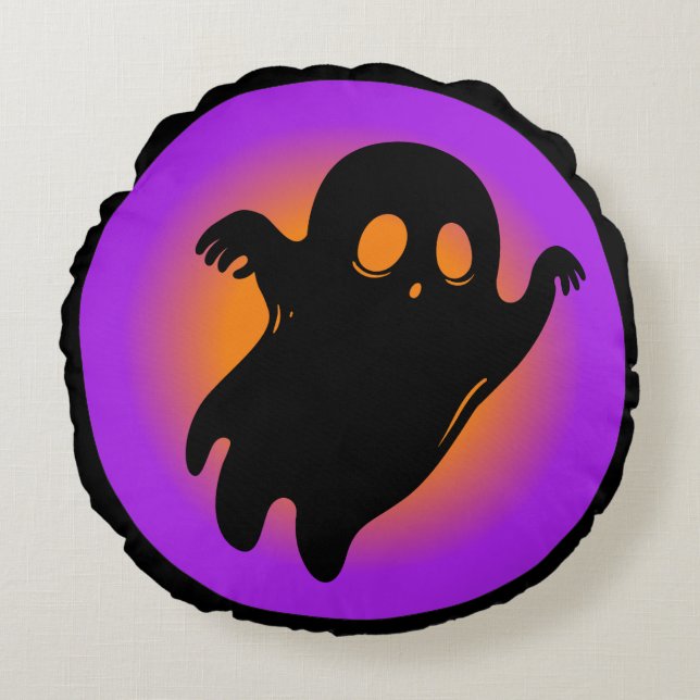 Cojín Redondo Halloween de moda Spooky Neon Boo Ghost Classic (Anverso)