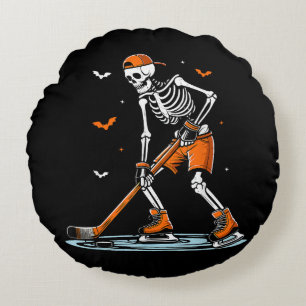 Cojín Redondo Halloween divertida Halloween de hockey sobre hiel