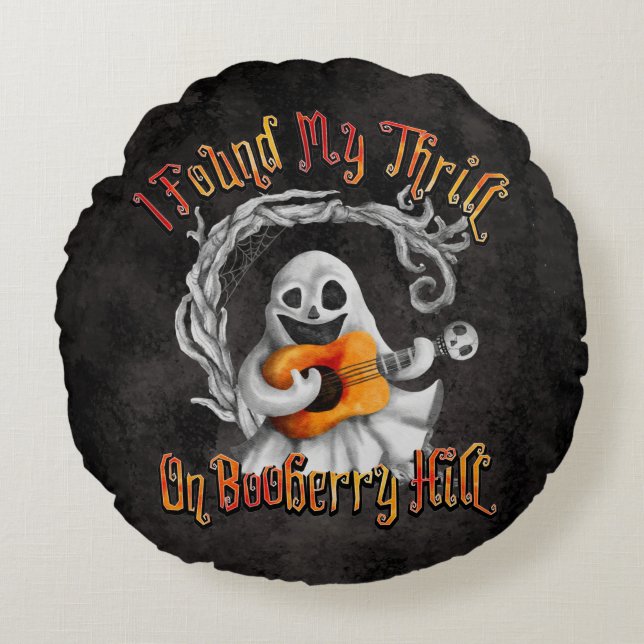 Cojín Redondo Halloween Ghost Guitar Booberry Hill  (Anverso)