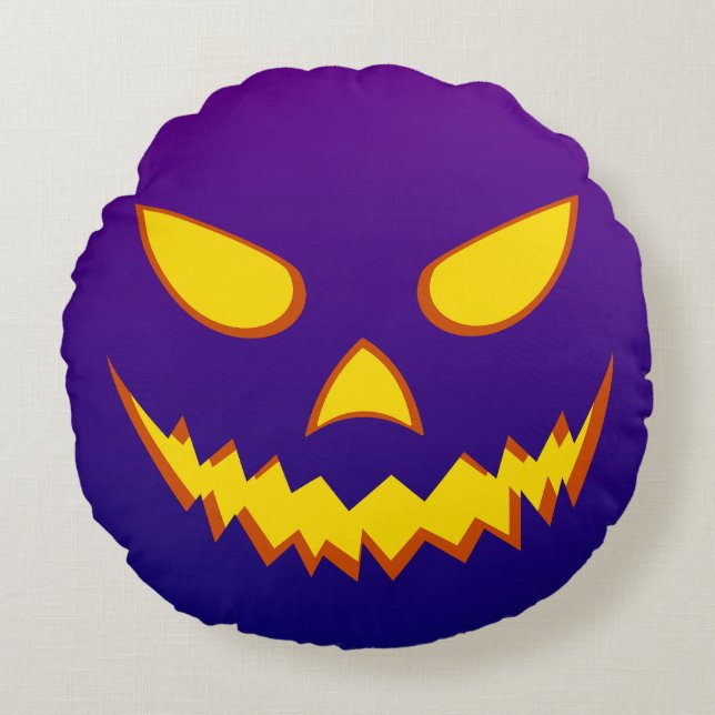 Cojín Redondo Halloween Grinning Face Jack o Lantern Pumpkin (Anverso)