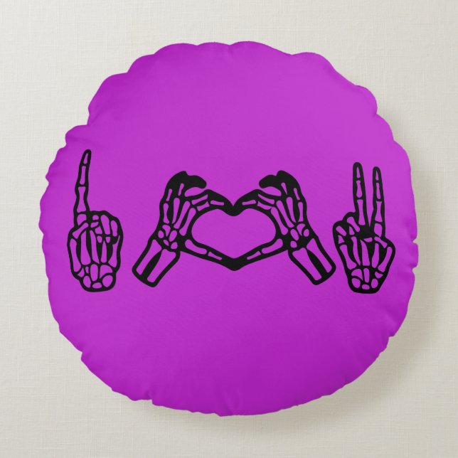 Cojín Redondo Halloween Hand Rótulo Lenguaje I Heart Peace (Anverso)