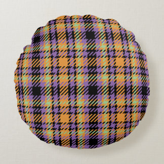 Cojín Redondo Halloween Plaid Tartan