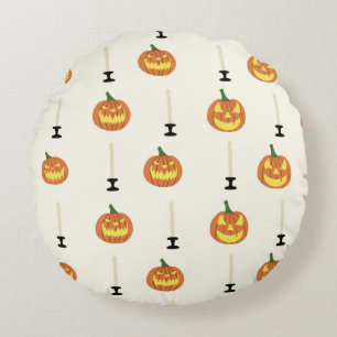 Cojín Redondo Halloween seamless pattern with pumpkins and candl
