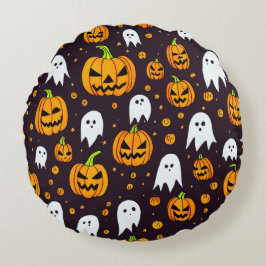 Cojín Redondo Halloween: Sonrisas espeluznantes y amigos de cala