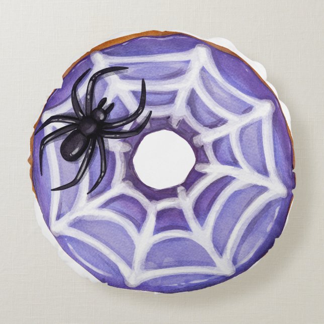 Cojín Redondo Halloween Spider Purple Donut (Anverso)