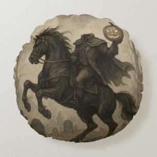 Cojín Redondo Halloween vintage/gótico de jinetes sin cabeza/oto