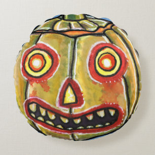 Cojín Redondo Halloweenies de Vintage de la Calabaza Falln Spook