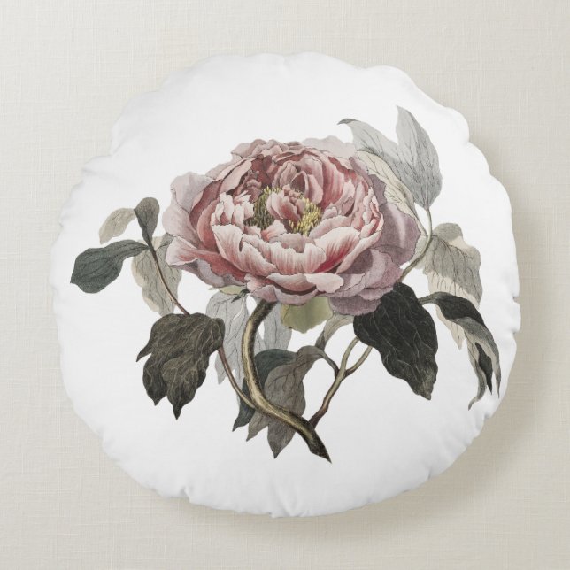 Cojín Redondo Hand drawn pink cabbage rose (PERSONLIZE) (Anverso)