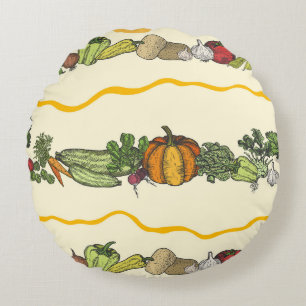 Cojín Redondo Hand drawn seamless pattern of natural vegetables