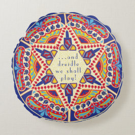 Cojín Redondo Hanukkah Ronda Pillow "Chanukah Paisley Dreocito"