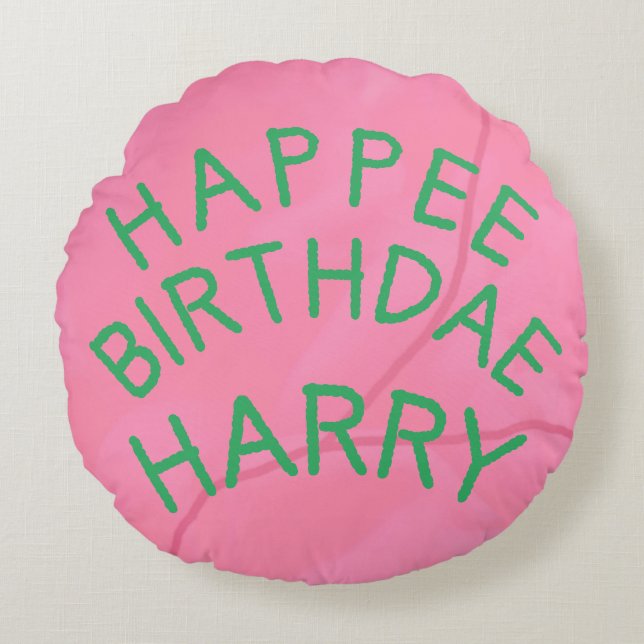 Cojín Redondo Happee Birthdae Cake Pouf Pillow (Anverso)