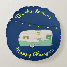 Cojín Redondo Happy Glamper Mint GreenVintage Canned Ham Trailer