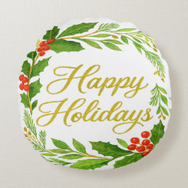 Cojín Redondo 'Happy Holidays' Round Pillow