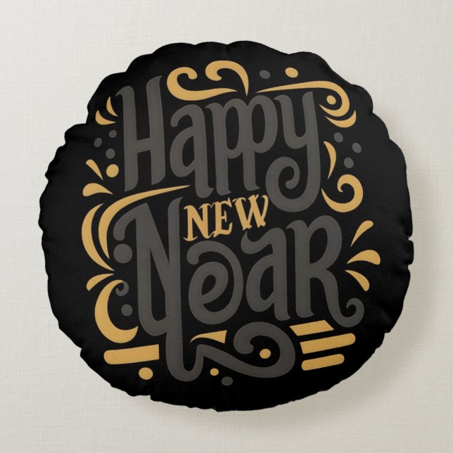 Cojín Redondo Happy new year (Anverso)