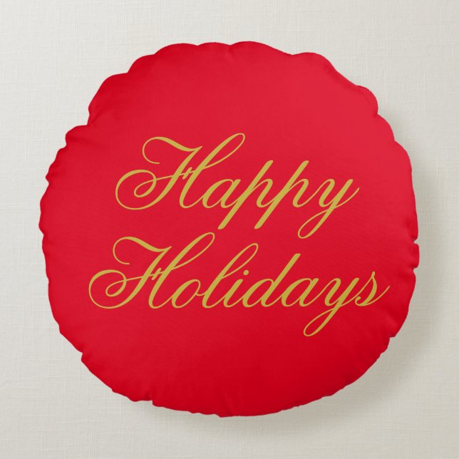 Cojín Redondo Happy New Year Merry Christmas Holiday Season (Anverso)