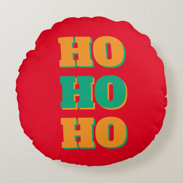 Cojín Redondo Happy New Year Merry Christmas Holiday Season HoHo (Anverso)