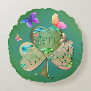 Cojín Redondo "Happy St. Patrick's Shamrock