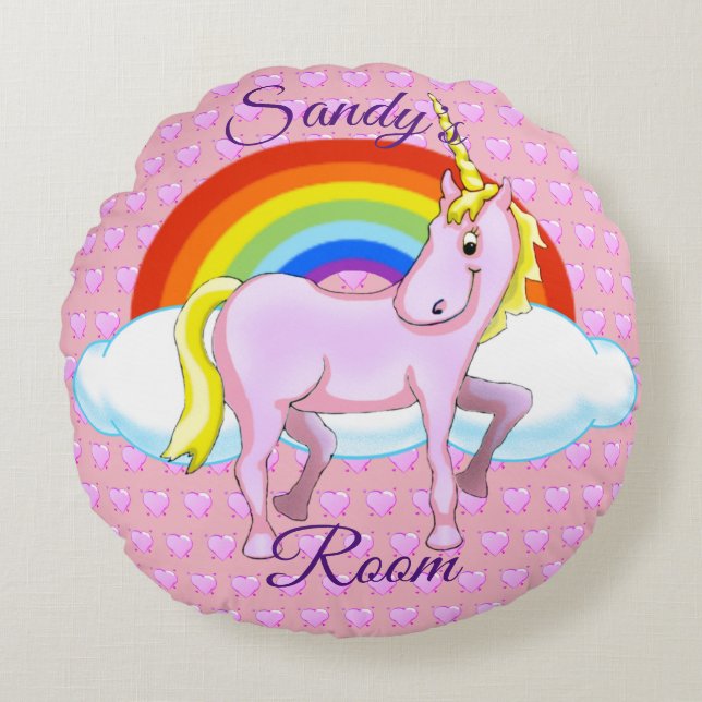 Cojín Redondo Happy Unicorn Round Pillow (Anverso)