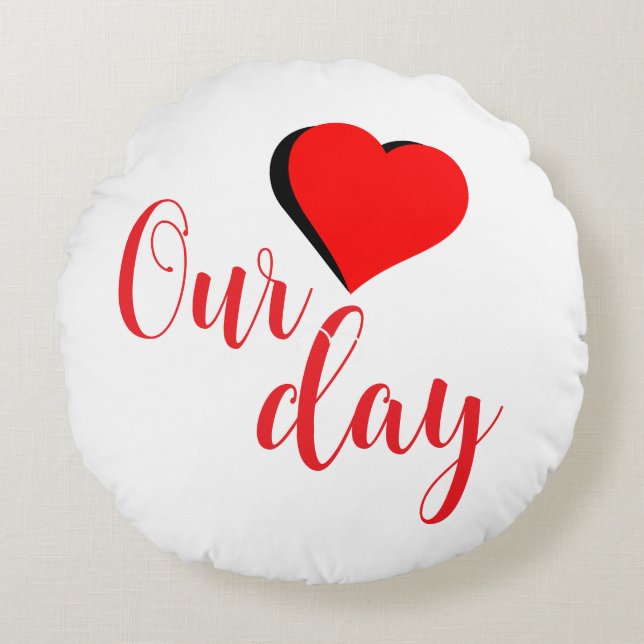 Cojín Redondo Happy Valentine Day (Anverso)