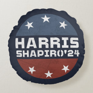 Cojín Redondo Harris Shapiro 2024 Azul rojo vintage
