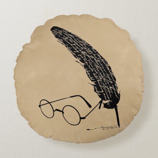 Cojín Redondo Harry Potter | Glasses And Quill (Anverso)