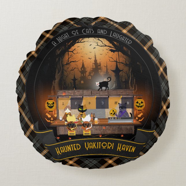 Cojín Redondo Haunted Yakitori Haven (Anverso)