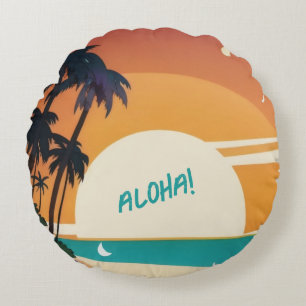 Cojín Redondo Hawai/Aloha/Tropical/playa