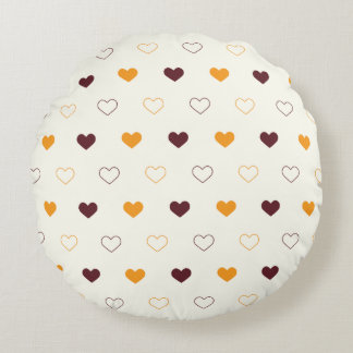 Cojín Redondo Heart Pattern with Orange & Brown Hearts