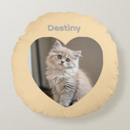 Cojín Redondo Heart-Shaped Cat Design