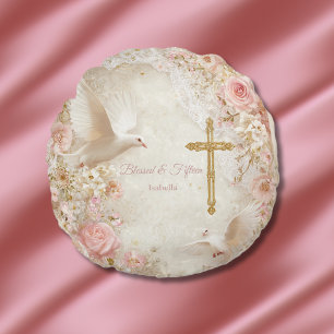 Cojín Redondo Heaveny Rubor & Gold Quince, personalizado