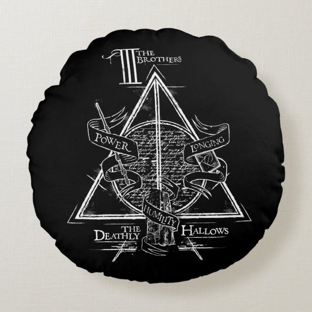Cojín Redondo Hechizo de Harry Potter | Gráfico de las RELIQUIAS (Anverso)