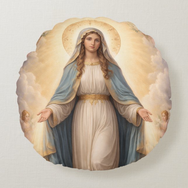 Cojín Redondo Heilige Mutter Gottes Göttliche Liebe & Schutz´11 (Anverso)