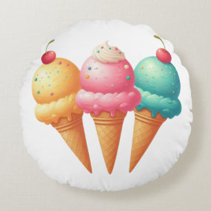 Cojín Redondo Helado colorido