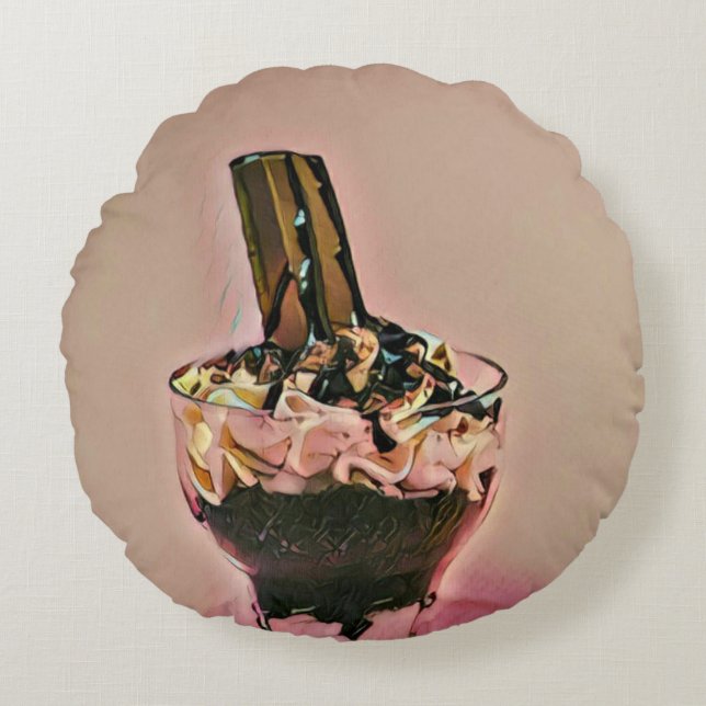 Cojín Redondo Helado de fresa (Anverso)