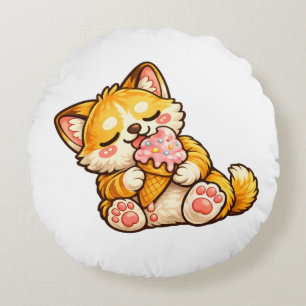 Cojín Redondo Helado de gato lindo