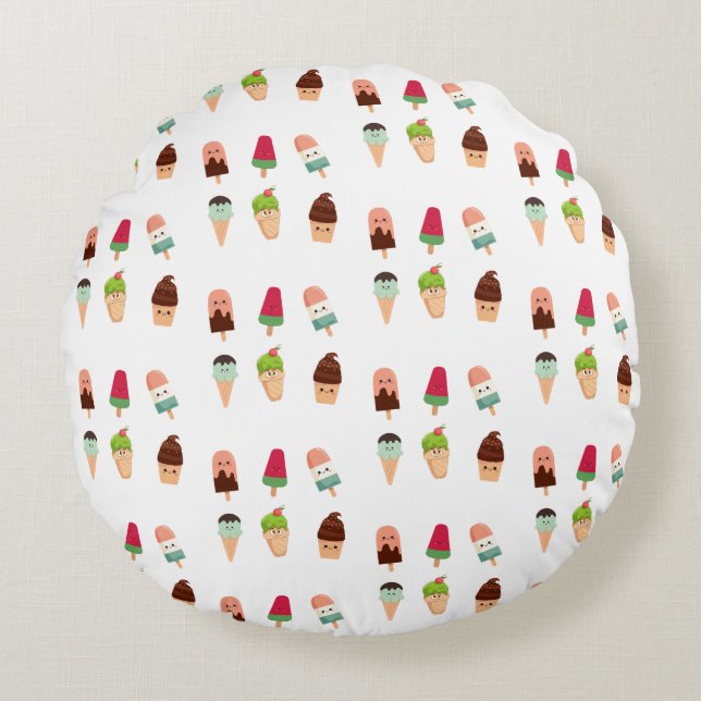 Cojín Redondo helado de verano (Anverso)