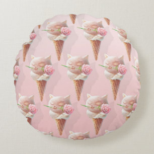 Cojín Redondo Helado Rosa de verano
