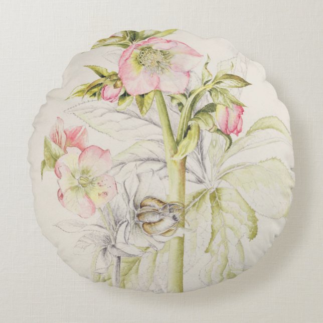 Cojín Redondo Hellebores (Anverso)