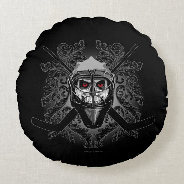 Cojín Redondo Hellish Hockey Goalie Round Pillow (Anverso)