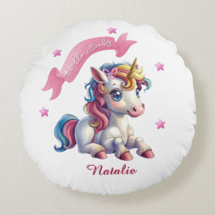 Cojín Redondo Hello Baby Unicorn