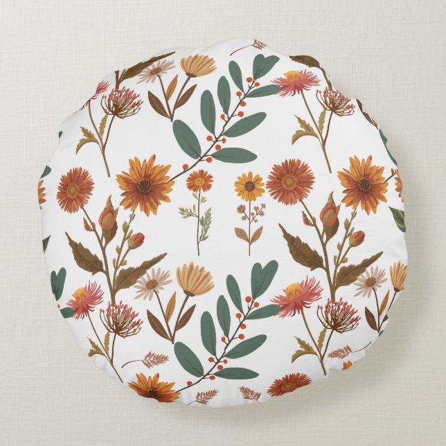 Cojín Redondo Herbstlicher Blütenflor (Reverso)