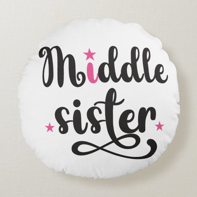 Cojín Redondo Hermana del Medio, Estrellas Cutas (Anverso)