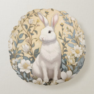 Cojín Redondo Hermano blanco lindo Pastel Floral Amarilla