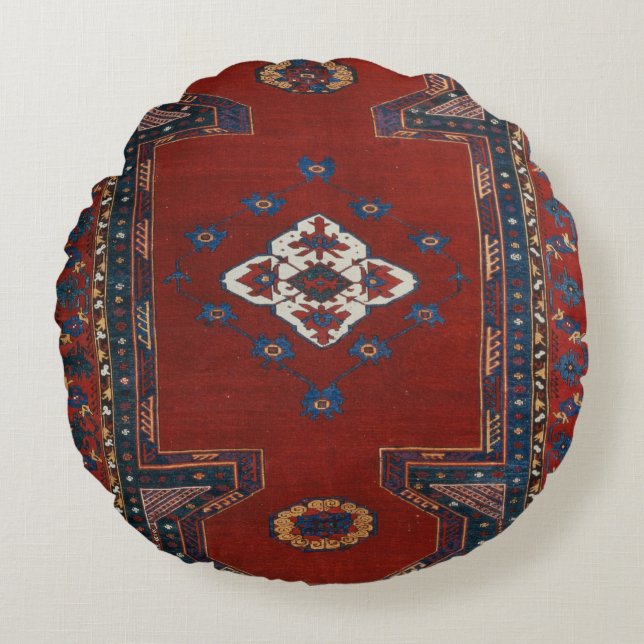 Cojín Redondo Hermosa alfombra tradicional turca (Anverso)