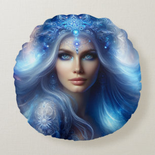 Cojín Redondo Hermosa Diosa azul