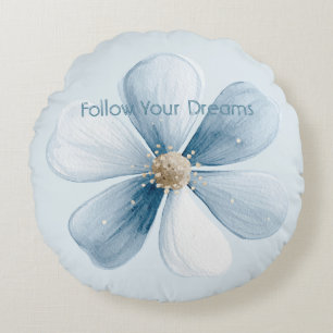 Cojín Redondo Hermosa Flor Azul