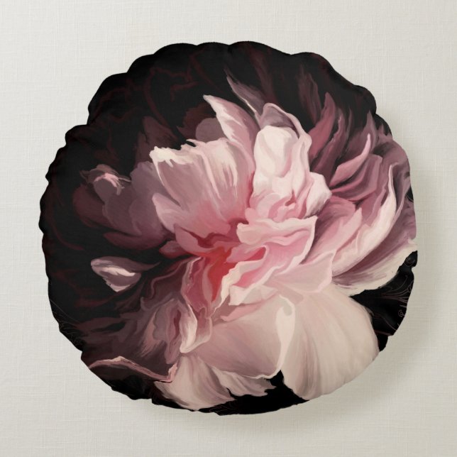 Cojín Redondo Hermosa flor peony (Anverso)